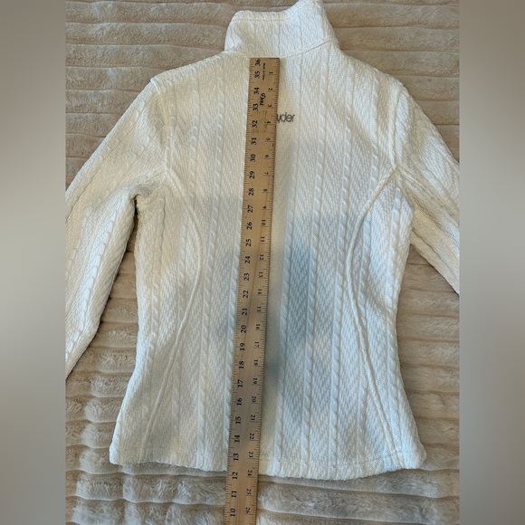 Spyder Women's White Cable Knit Fleece Lined Jacket - Picture 11 of 15